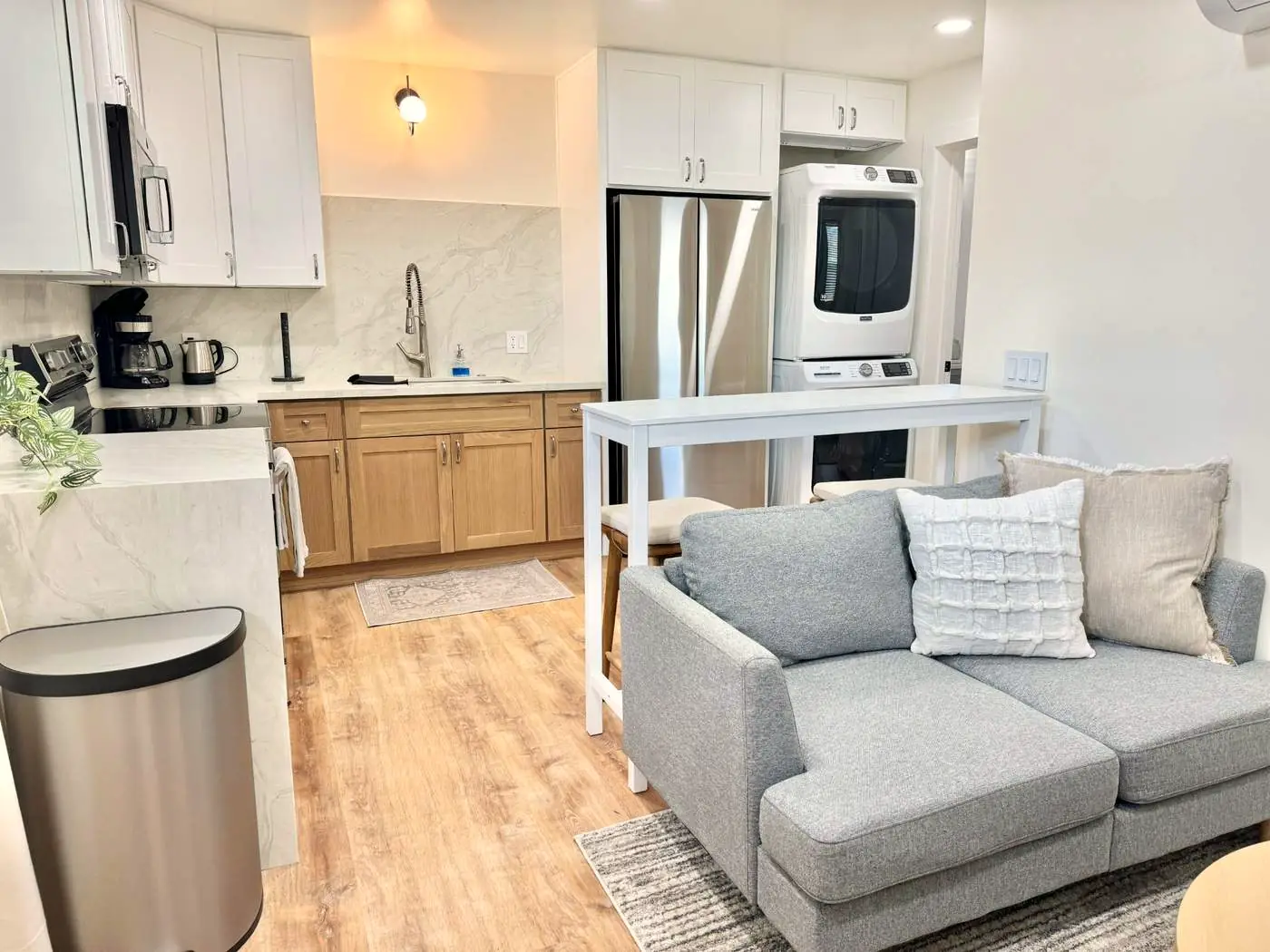 Allied Gardens ADU interior — kitchen and living