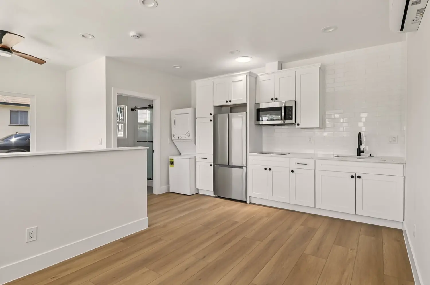 49th Street garage conversion — kitchen and pony wall