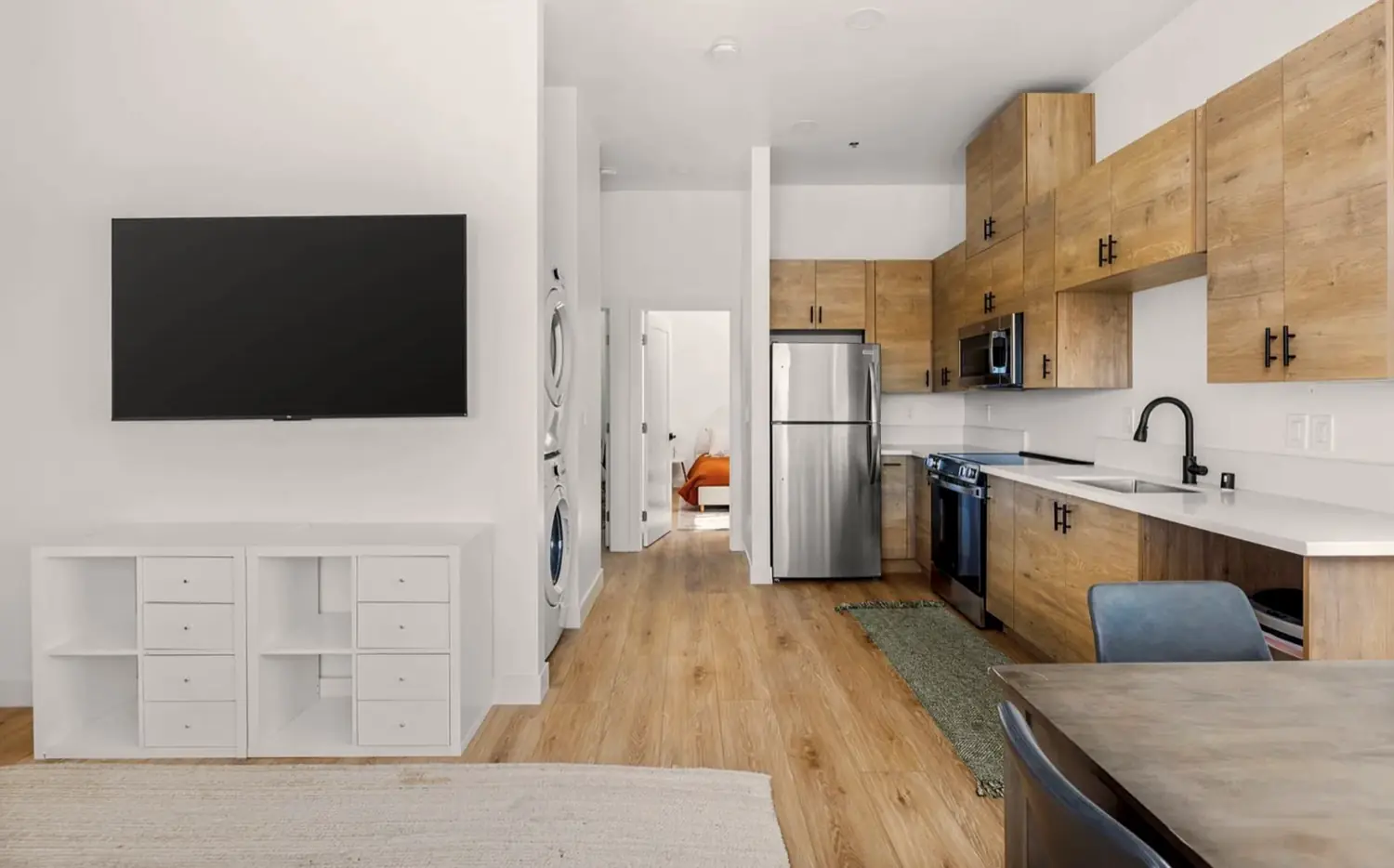 Linda Vista unit — living room and kitchen